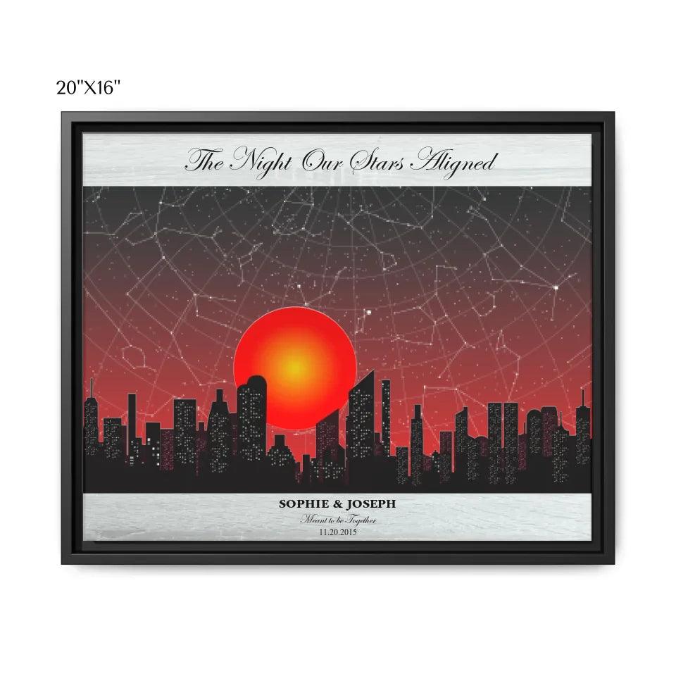 Custom Sunset Cityscape Star Map - ARTFULANE