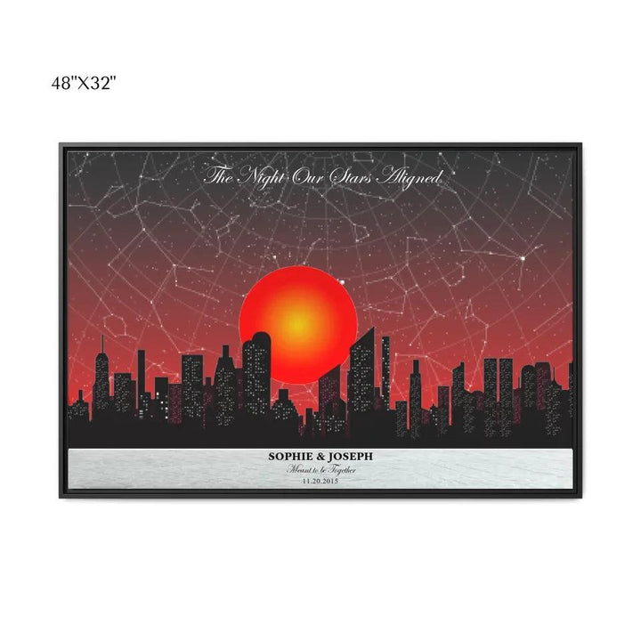 Custom Sunset Cityscape Star Map - ARTFULANE