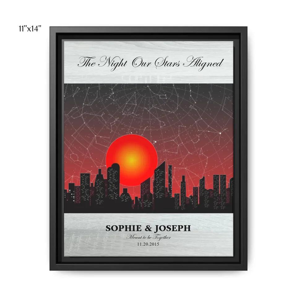 Custom Sunset Cityscape Star Map - ARTFULANE