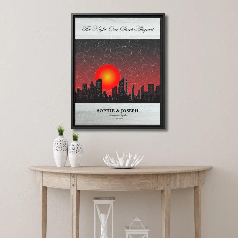 Custom Sunset Cityscape Star Map - ARTFULANE