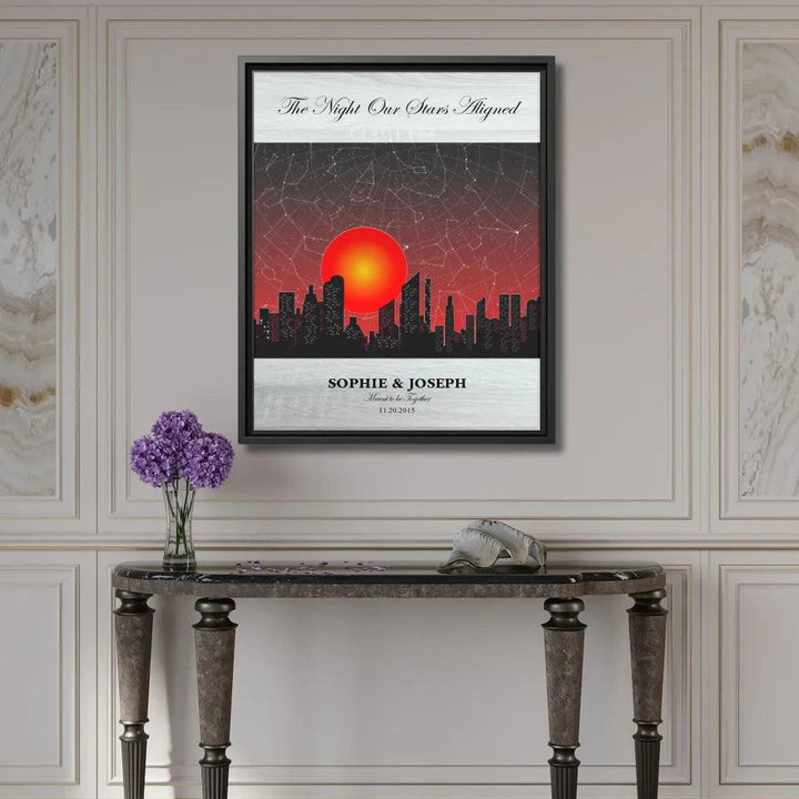 Custom Sunset Cityscape Star Map - ARTFULANE