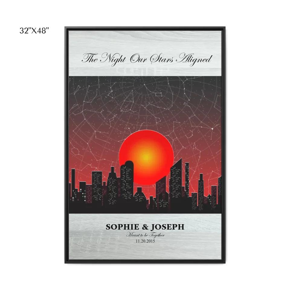 Custom Sunset Cityscape Star Map - ARTFULANE