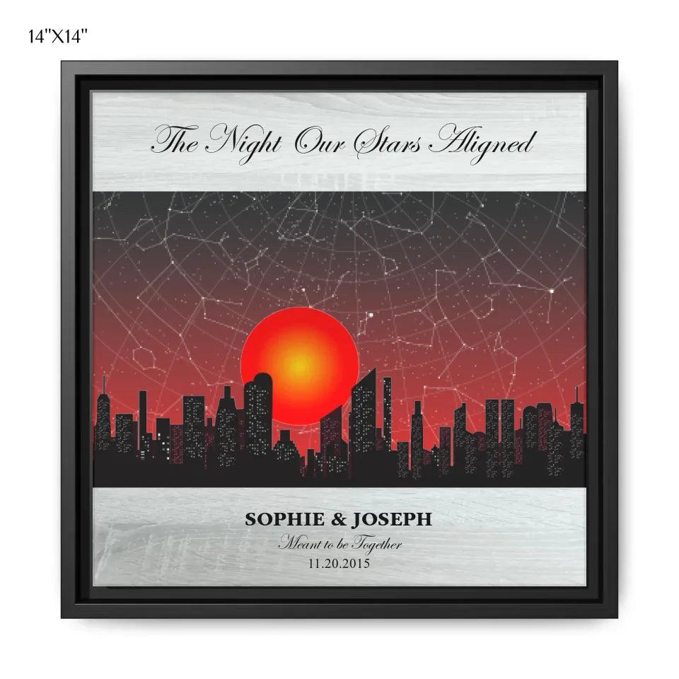 Custom Sunset Cityscape Star Map - ARTFULANE