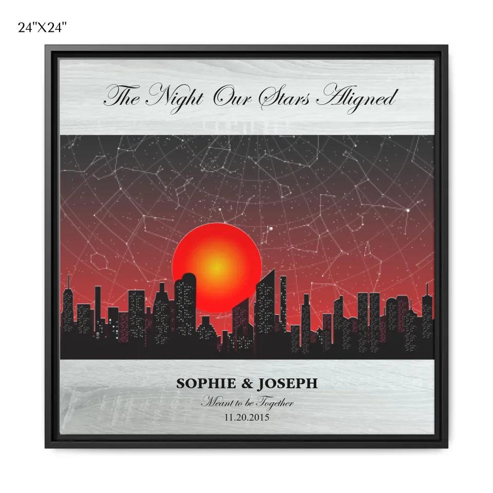 Custom Sunset Cityscape Star Map - ARTFULANE