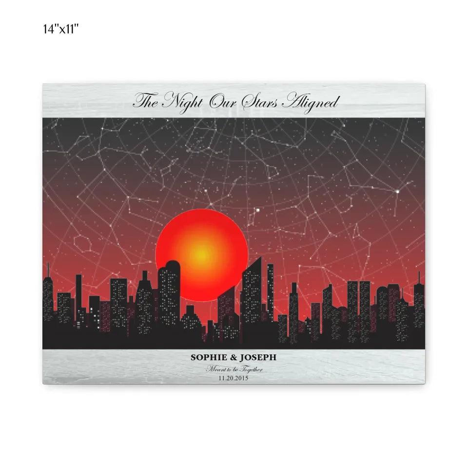 Custom Sunset Cityscape Star Map - ARTFULANE