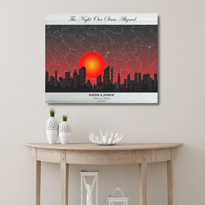 Custom Sunset Cityscape Star Map - ARTFULANE