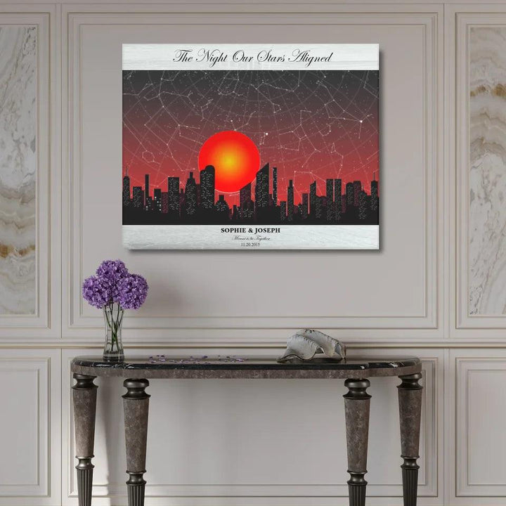 Custom Sunset Cityscape Star Map - ARTFULANE