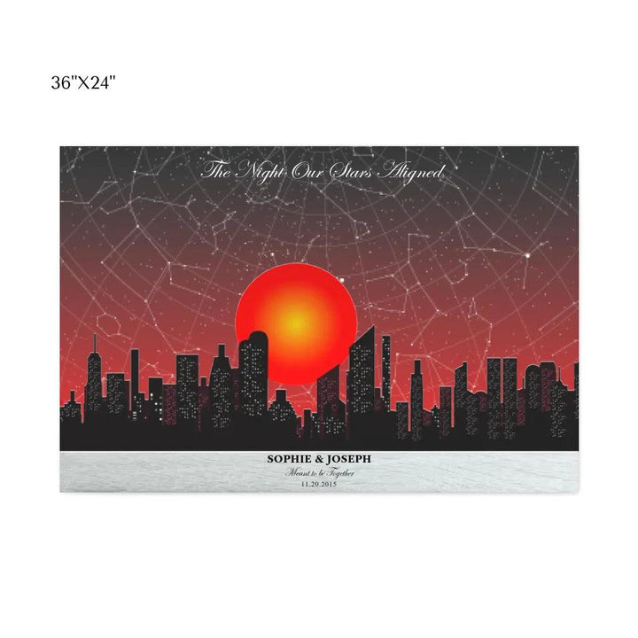 Custom Sunset Cityscape Star Map - ARTFULANE