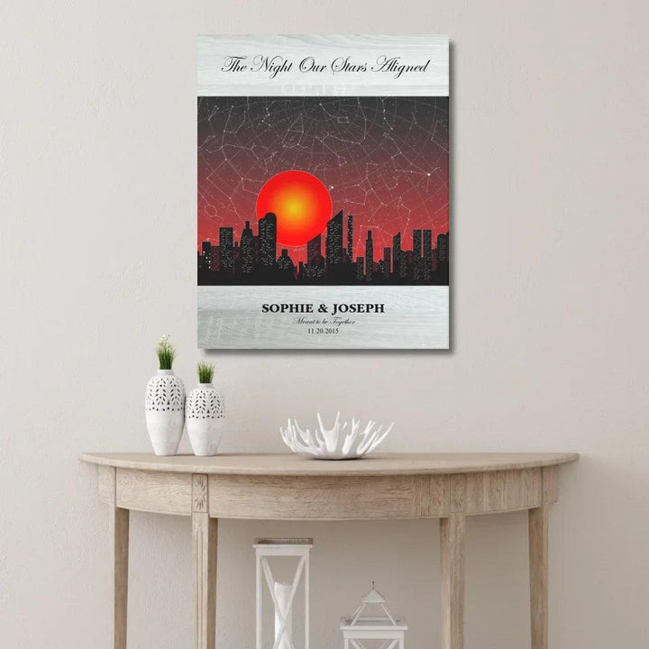 Custom Sunset Cityscape Star Map - ARTFULANE