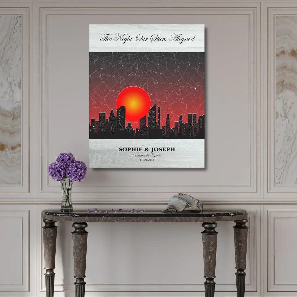 Custom Sunset Cityscape Star Map - ARTFULANE