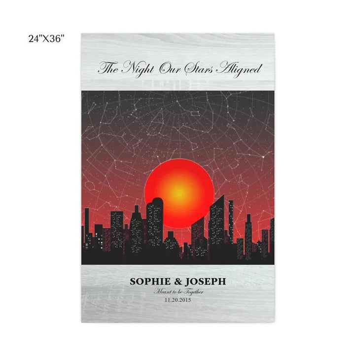 Custom Sunset Cityscape Star Map - ARTFULANE