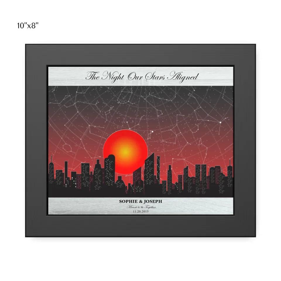 Custom Sunset Cityscape Star Map - ARTFULANE