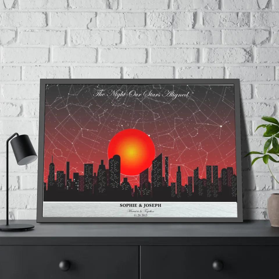 Custom Sunset Cityscape Star Map - ARTFULANE