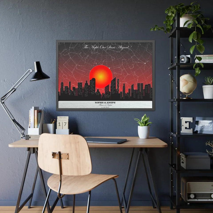 Custom Sunset Cityscape Star Map - ARTFULANE