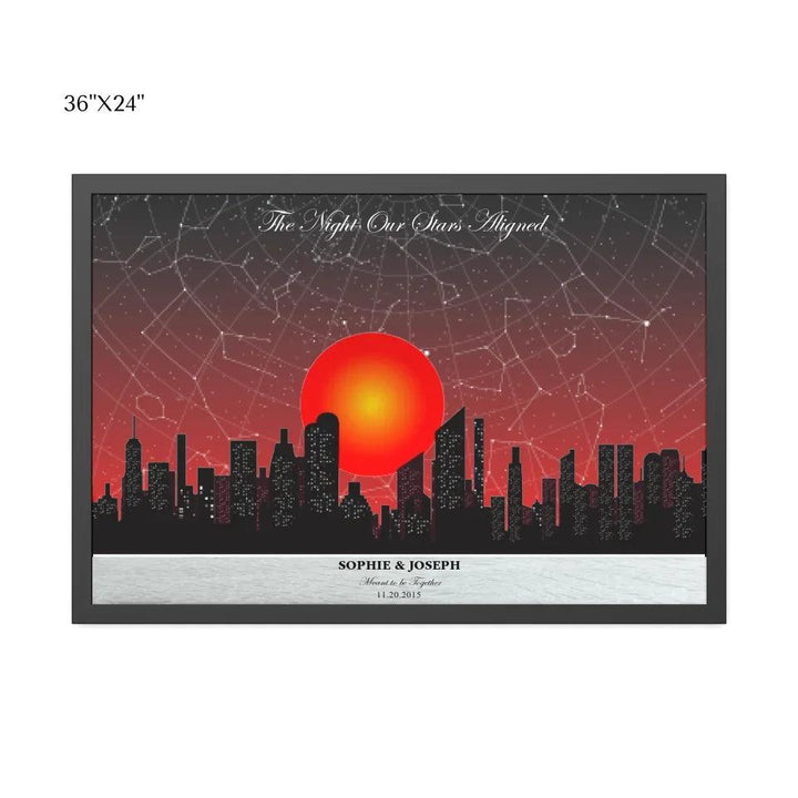 Custom Sunset Cityscape Star Map - ARTFULANE