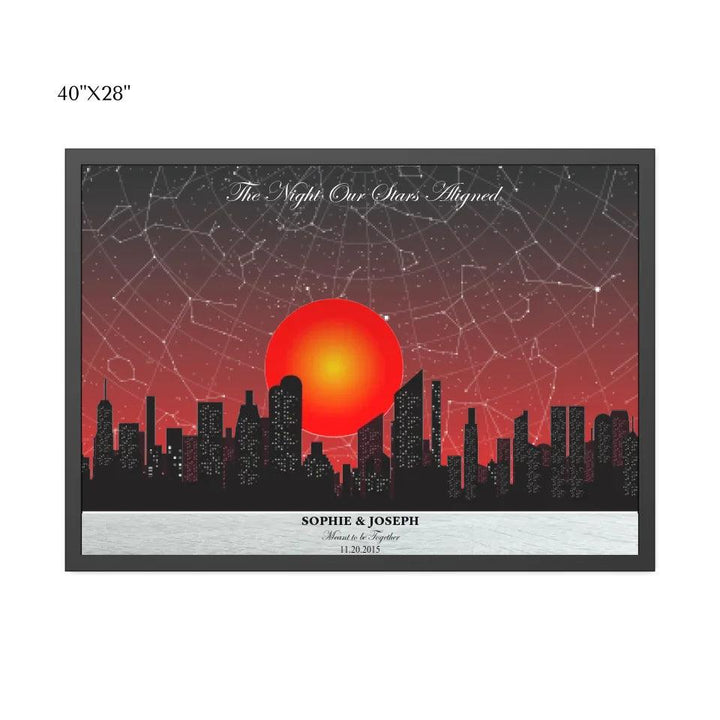 Custom Sunset Cityscape Star Map - ARTFULANE