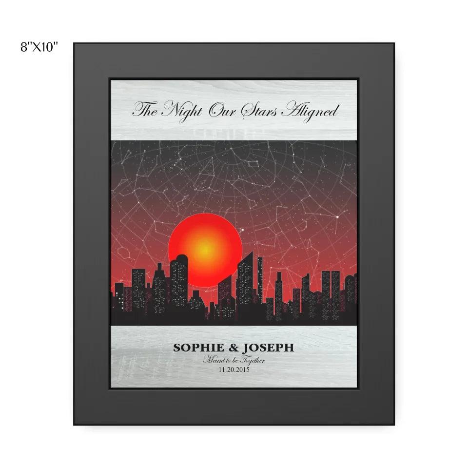 Custom Sunset Cityscape Star Map - ARTFULANE