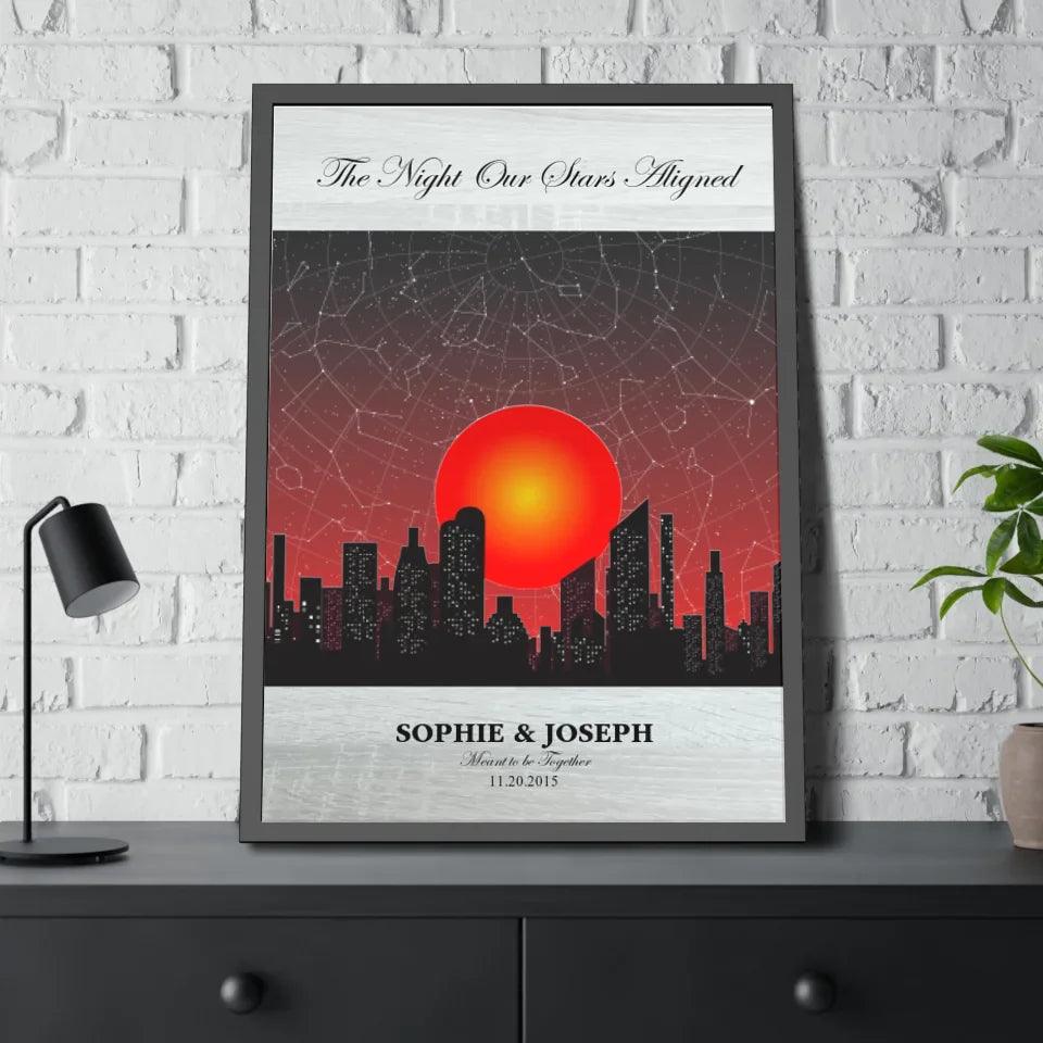 Custom Sunset Cityscape Star Map - ARTFULANE