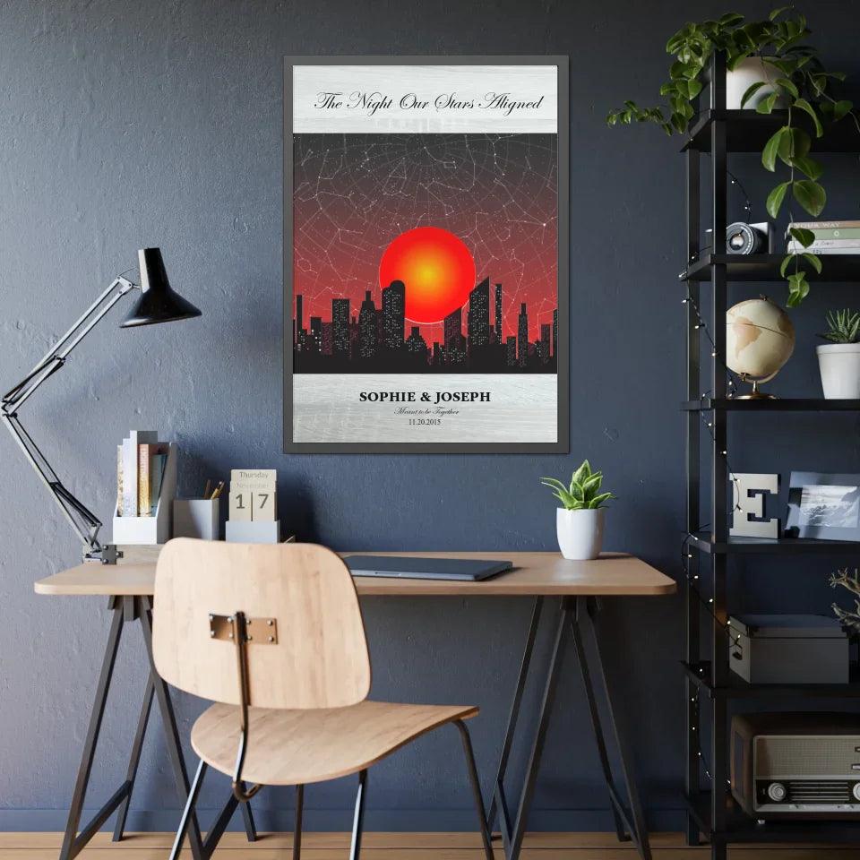 Custom Sunset Cityscape Star Map - ARTFULANE