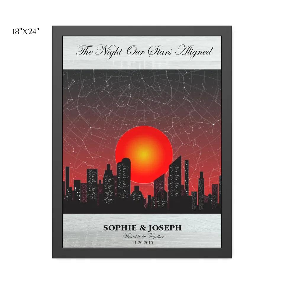 Custom Sunset Cityscape Star Map - ARTFULANE