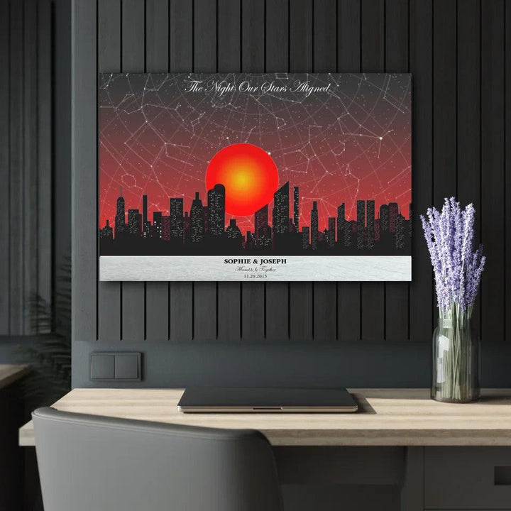 Custom Sunset Cityscape Star Map - ARTFULANE