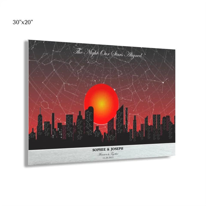 Custom Sunset Cityscape Star Map - ARTFULANE