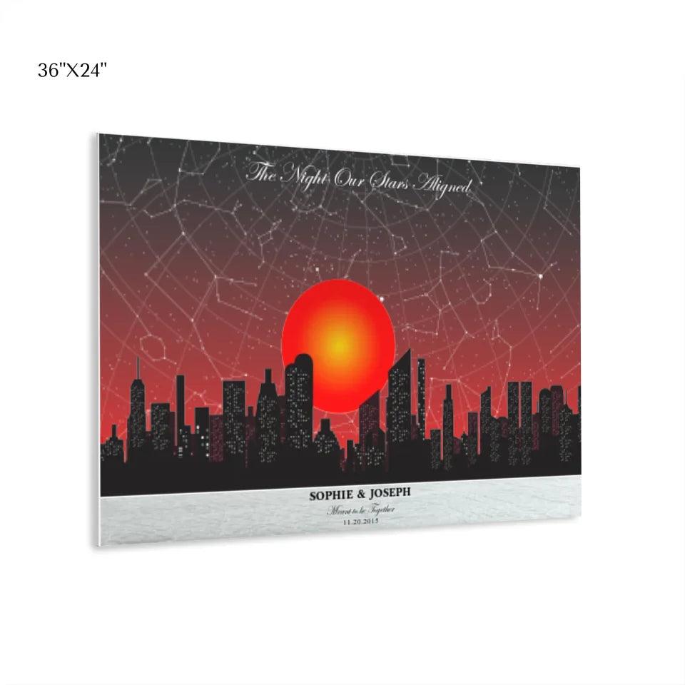 Custom Sunset Cityscape Star Map - ARTFULANE