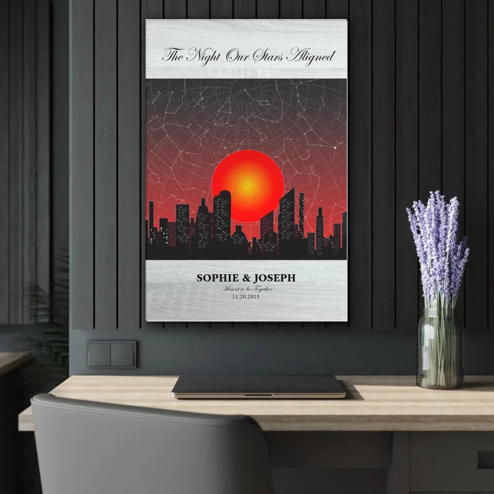 Custom Sunset Cityscape Star Map - ARTFULANE