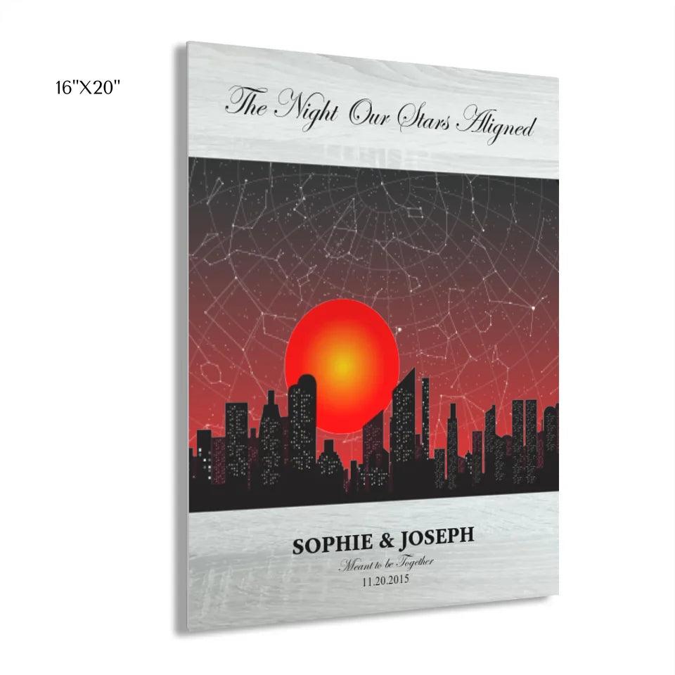 Custom Sunset Cityscape Star Map - ARTFULANE