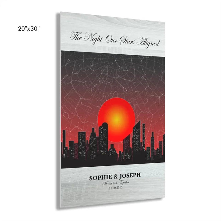 Custom Sunset Cityscape Star Map - ARTFULANE