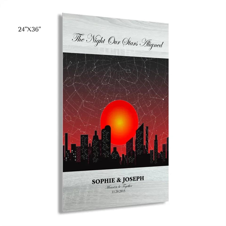 Custom Sunset Cityscape Star Map - ARTFULANE