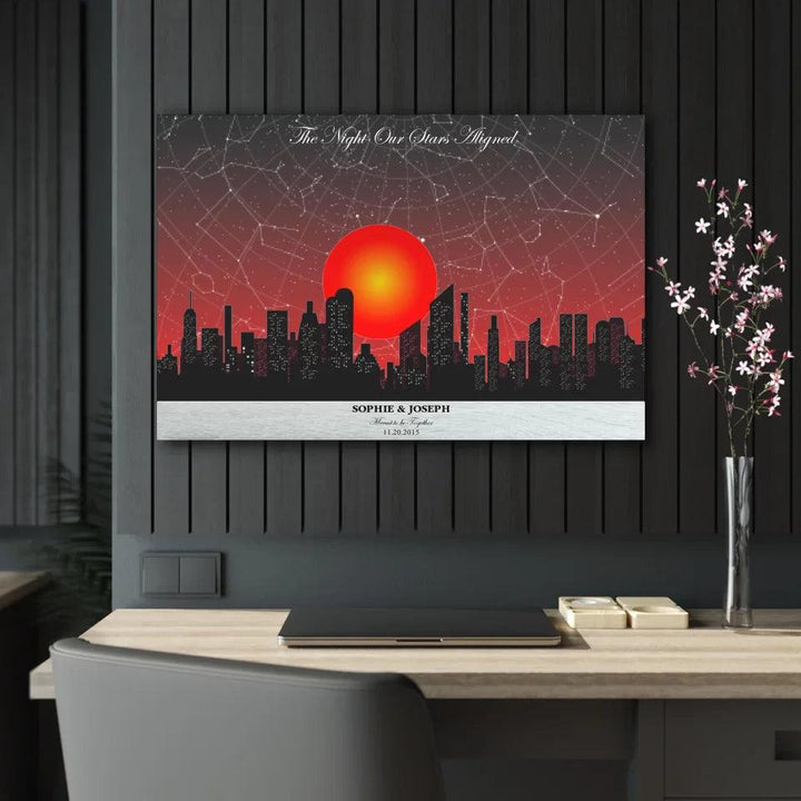 Custom Sunset Cityscape Star Map - ARTFULANE