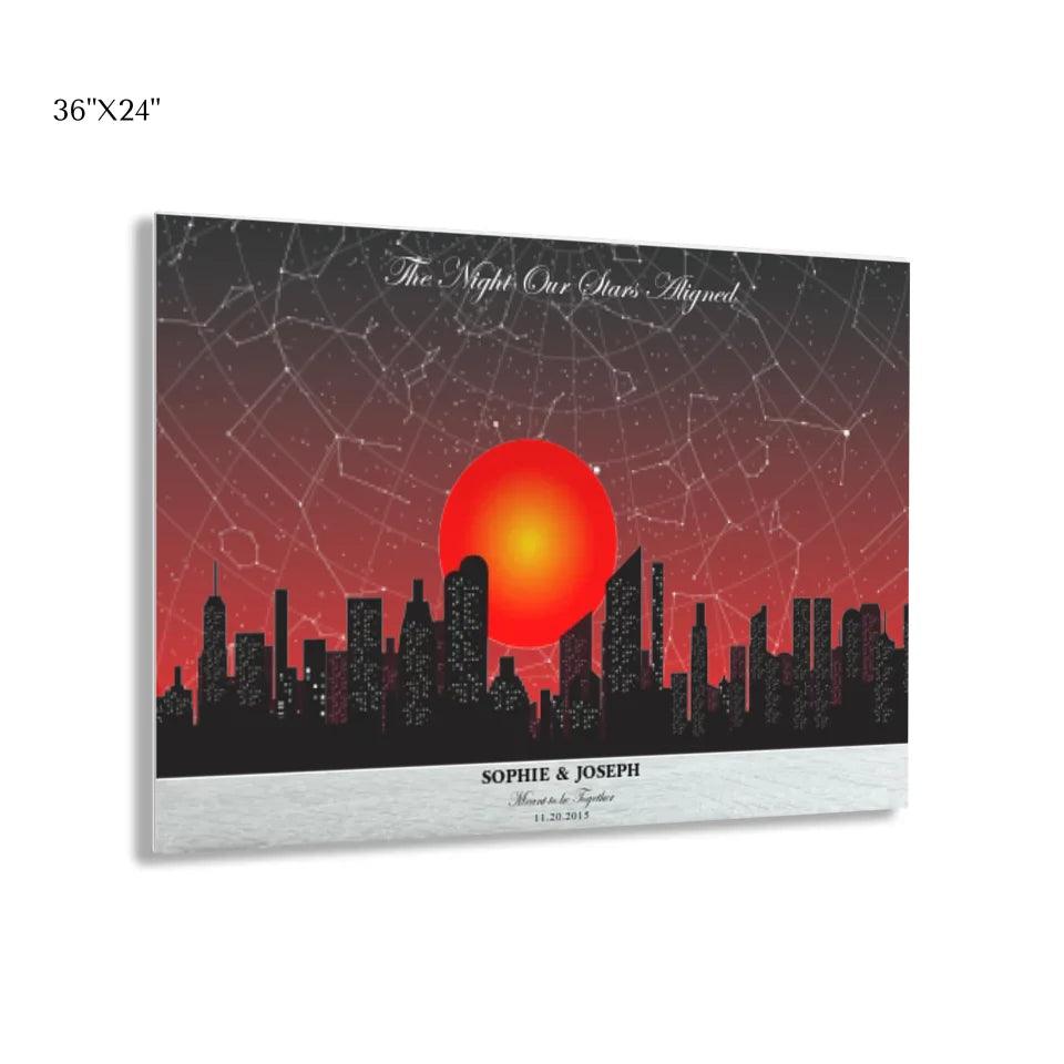 Custom Sunset Cityscape Star Map - ARTFULANE