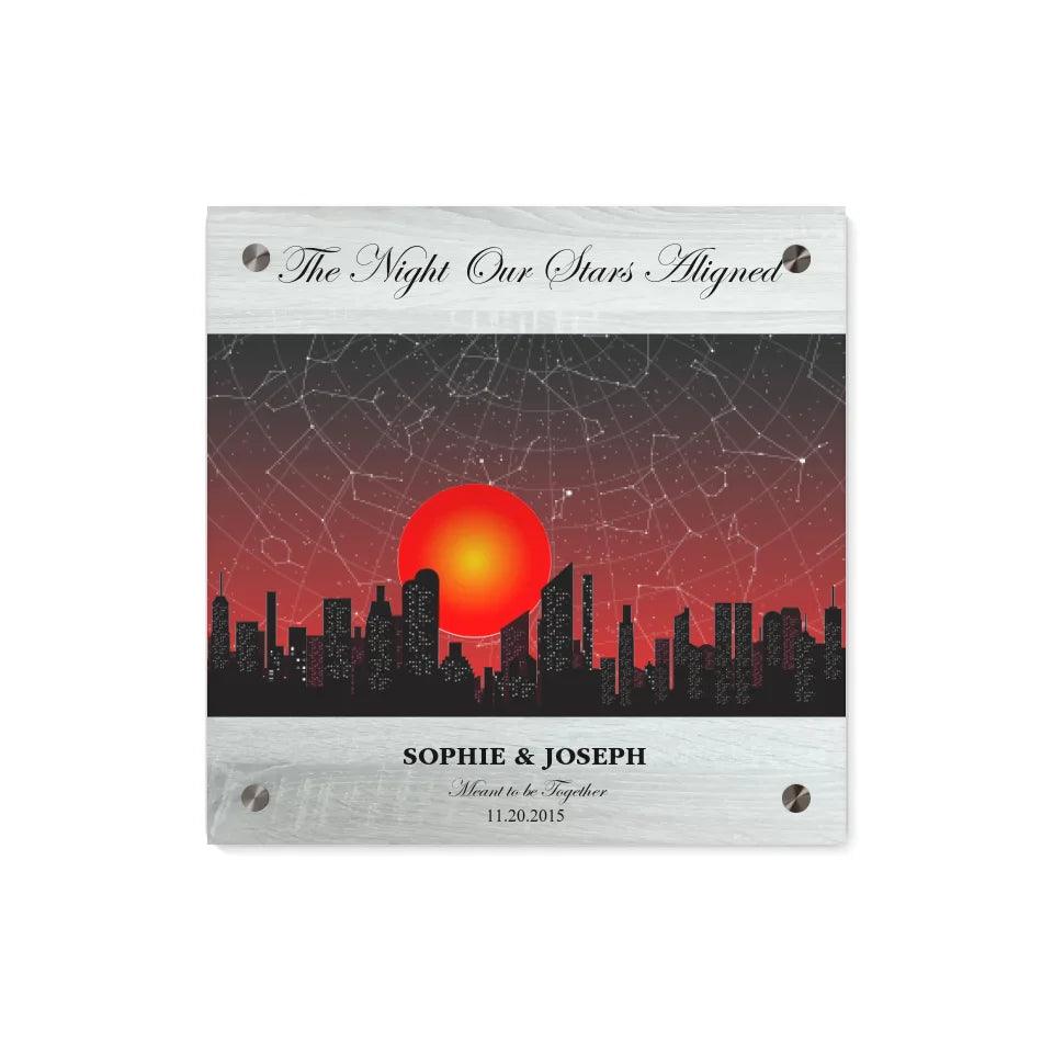 Custom Sunset Cityscape Star Map - ARTFULANE