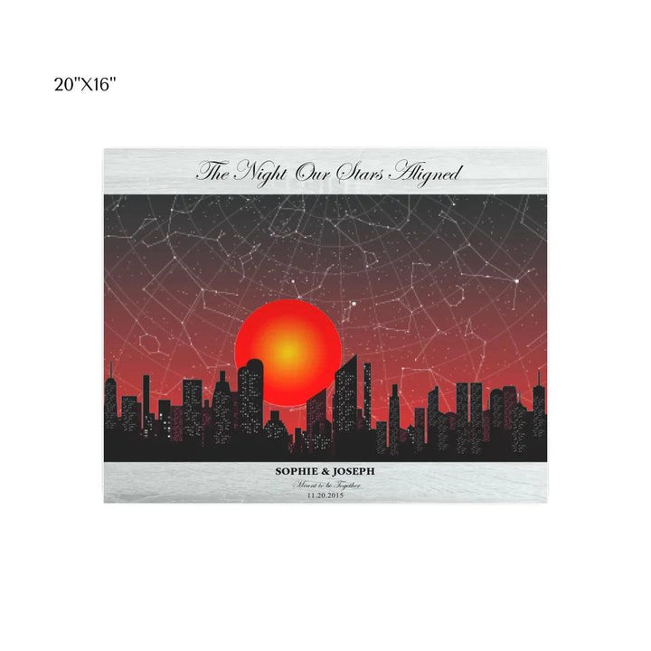 Custom Sunset Cityscape Star Map - ARTFULANE