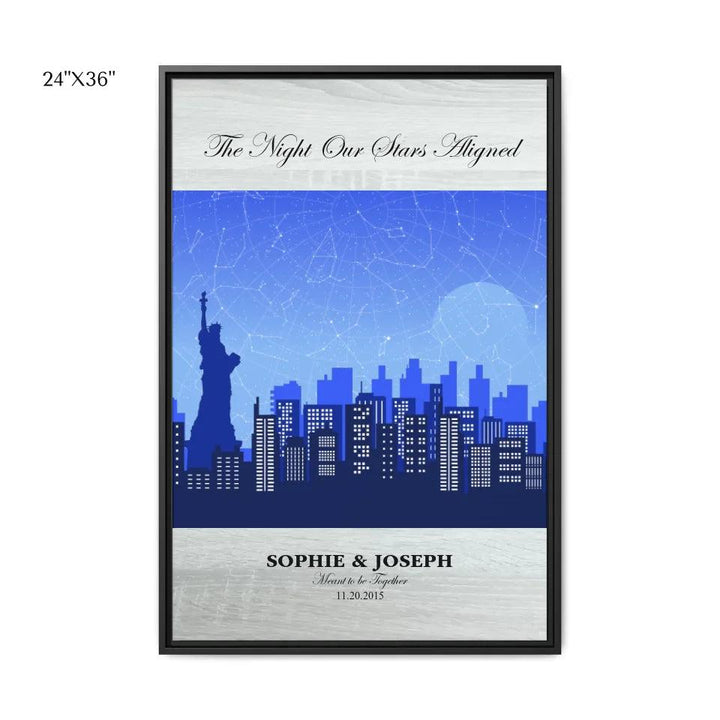 Custom Blue New York Cityscape Star Map - ARTFULANE