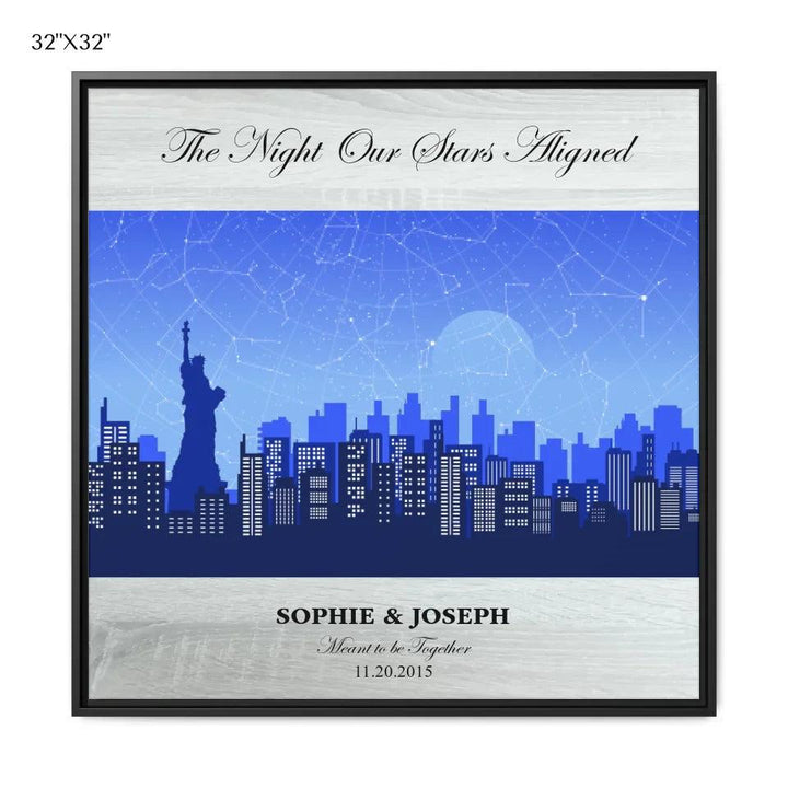 Custom Blue New York Cityscape Star Map - ARTFULANE