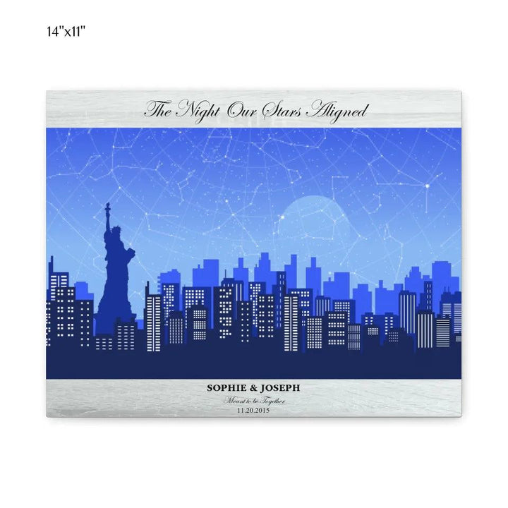 Custom Blue New York Cityscape Star Map - ARTFULANE