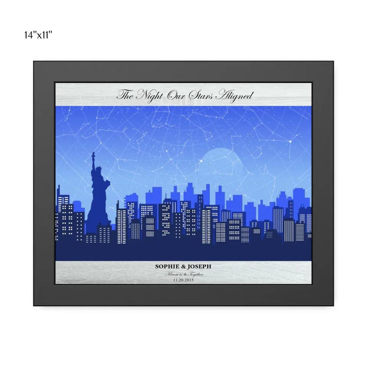 Custom Blue New York Cityscape Star Map - ARTFULANE