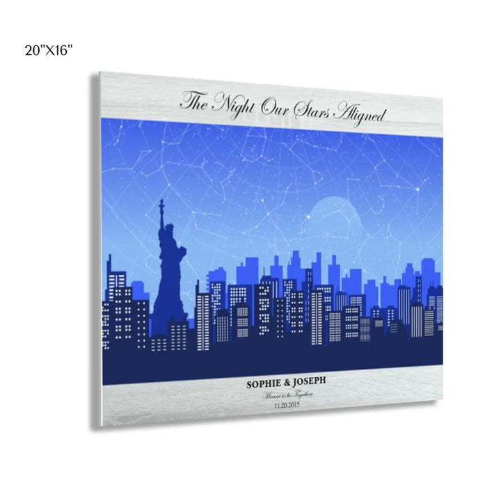 Custom Blue New York Cityscape Star Map - ARTFULANE