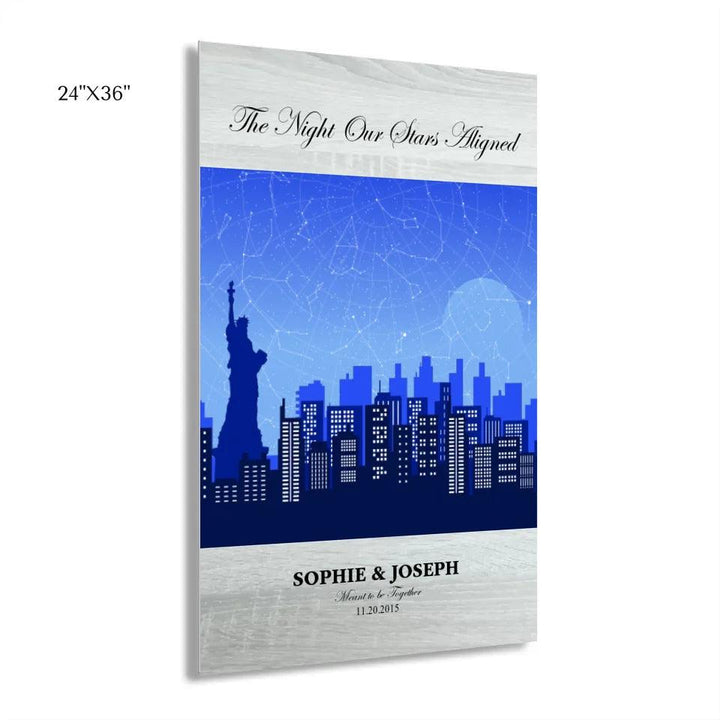 Custom Blue New York Cityscape Star Map - ARTFULANE