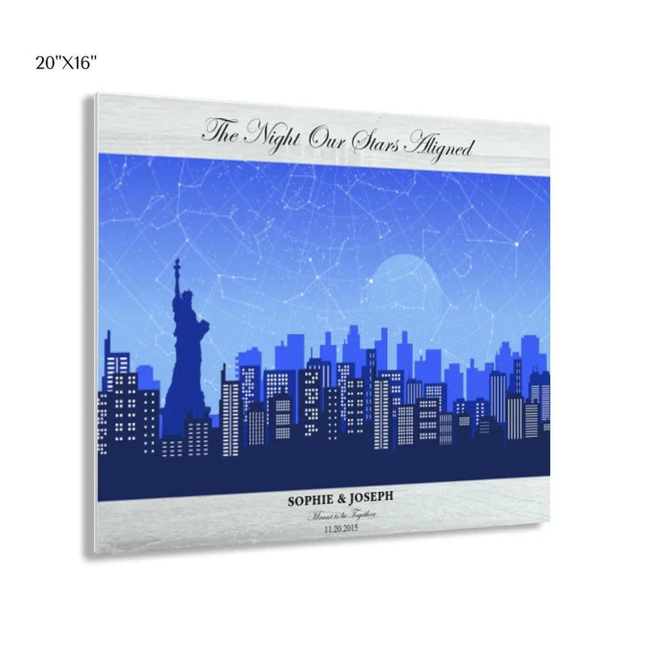 Custom Blue New York Cityscape Star Map - ARTFULANE