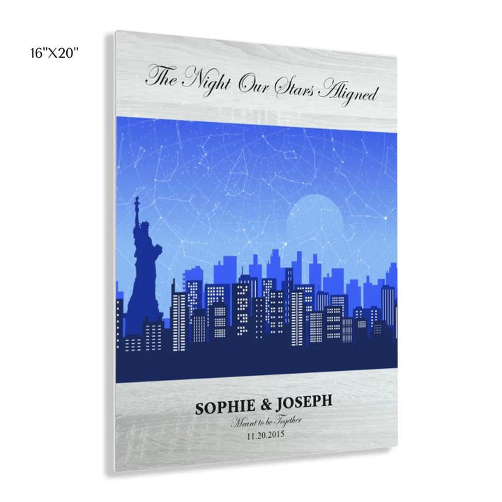 Custom Blue New York Cityscape Star Map - ARTFULANE