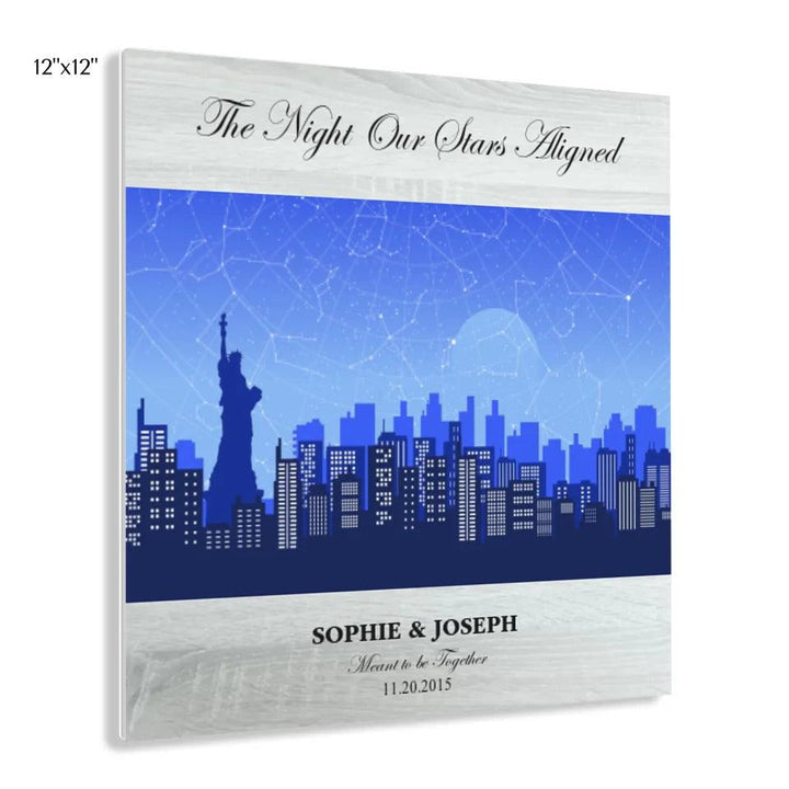 Custom Blue New York Cityscape Star Map - ARTFULANE