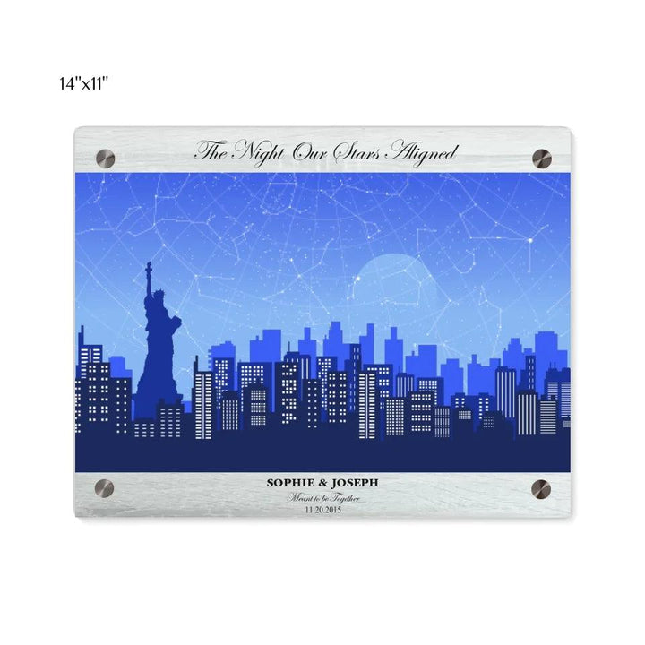 Custom Blue New York Cityscape Star Map - ARTFULANE