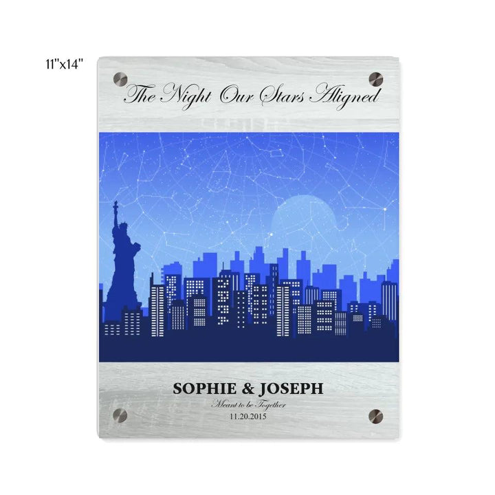 Custom Blue New York Cityscape Star Map - ARTFULANE