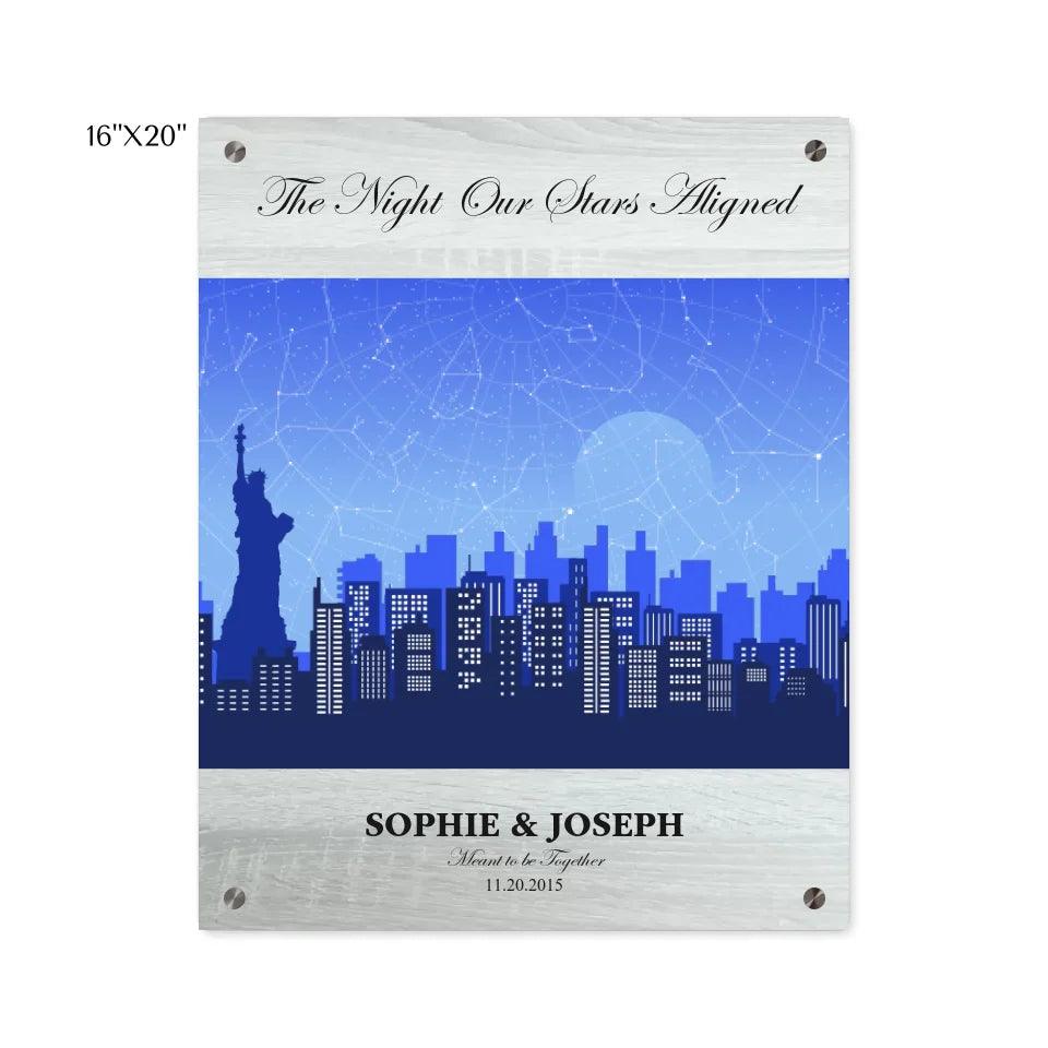 Custom Blue New York Cityscape Star Map - ARTFULANE