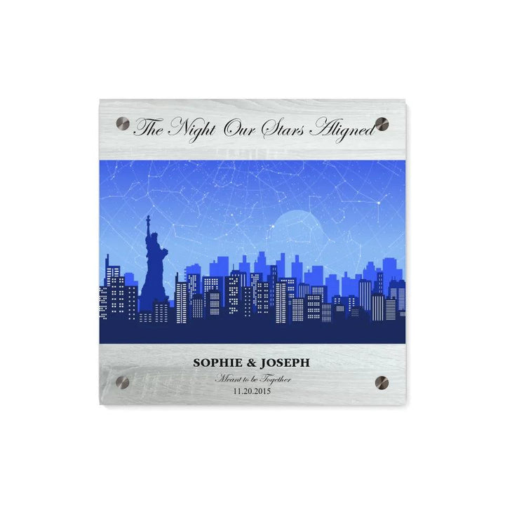 Custom Blue New York Cityscape Star Map - ARTFULANE