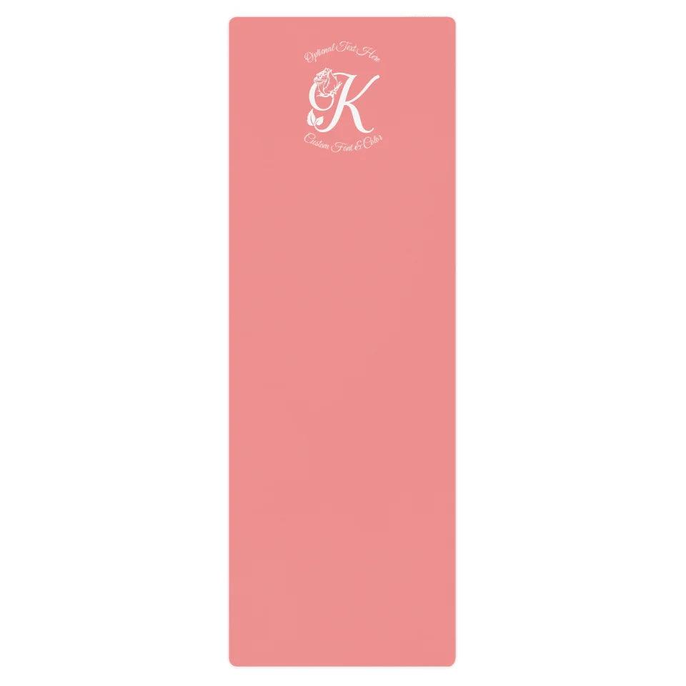 Custom Rose Bloom Initial Yoga Mat - ARTFULANE