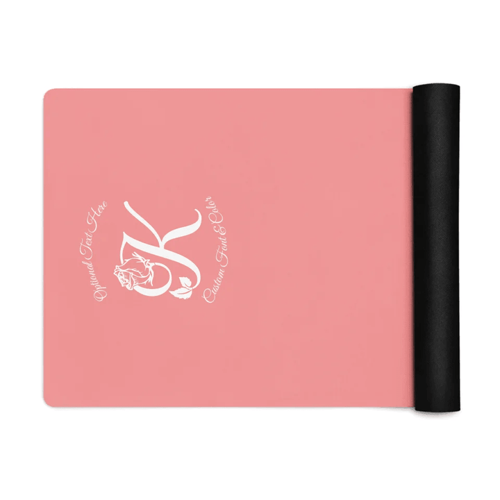 Custom Rose Bloom Initial Yoga Mat - ARTFULANE